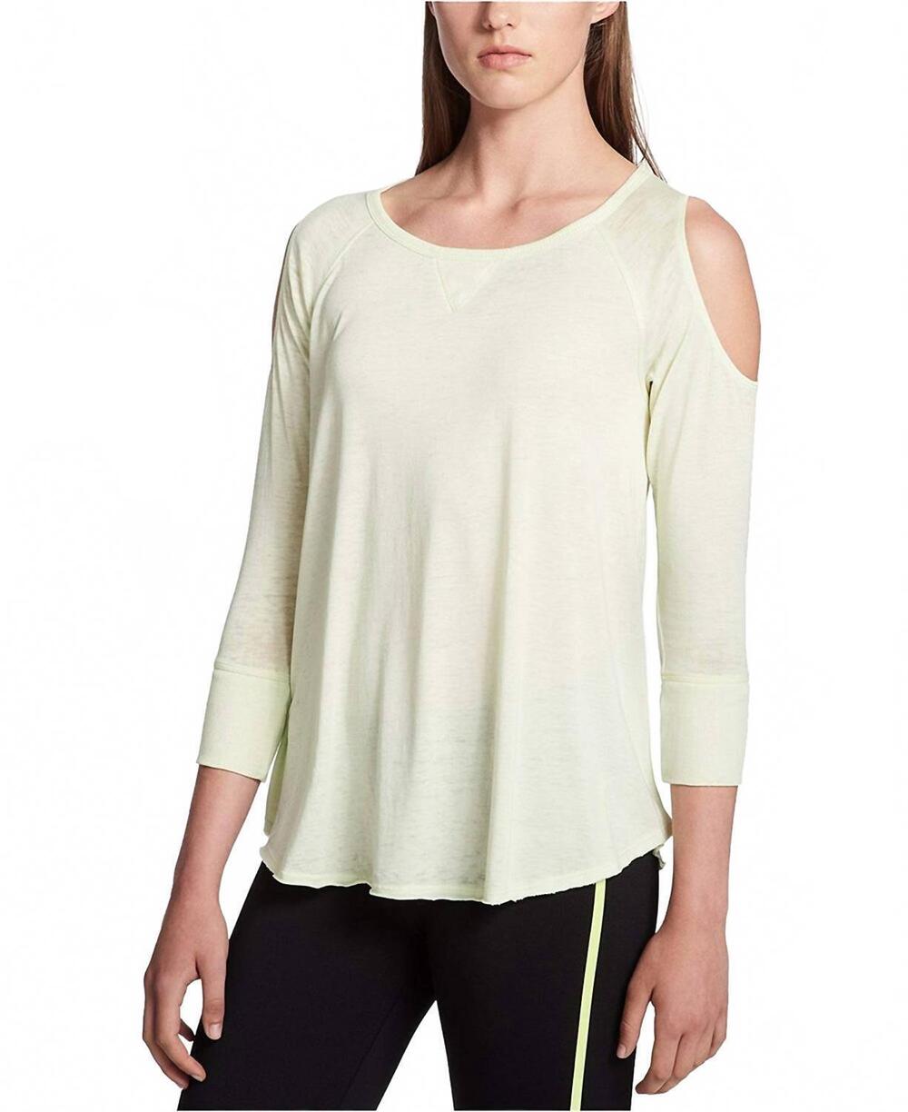 NEW CALVIN KLEIN performance cold shoulder long sleeve top in dandelion